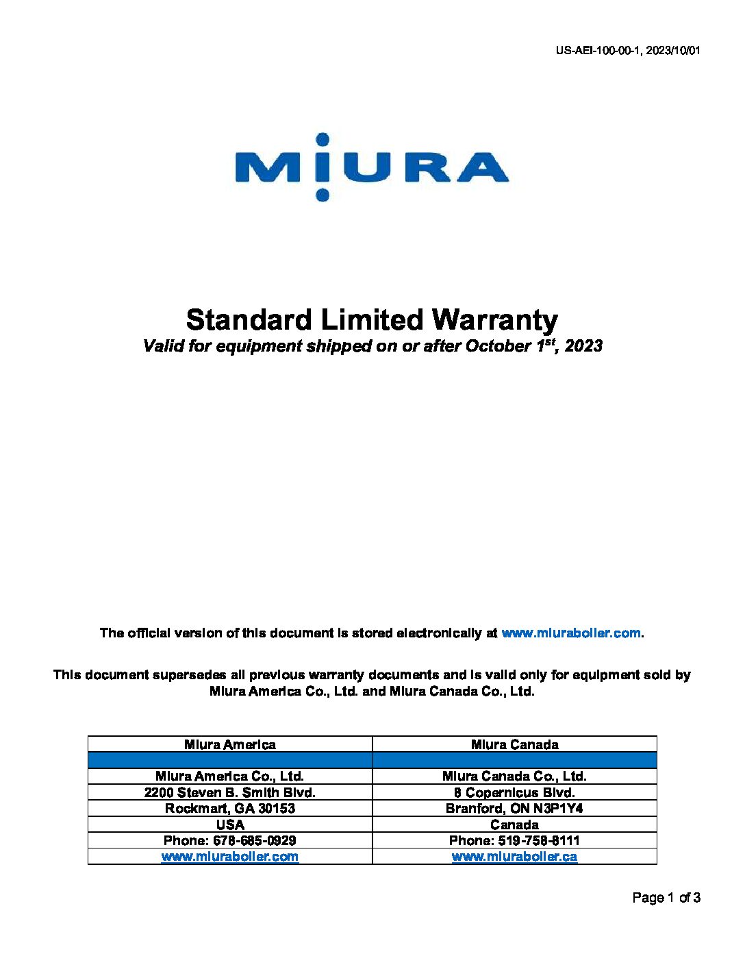 2023-10-01 MAC Standard Limited Warranty